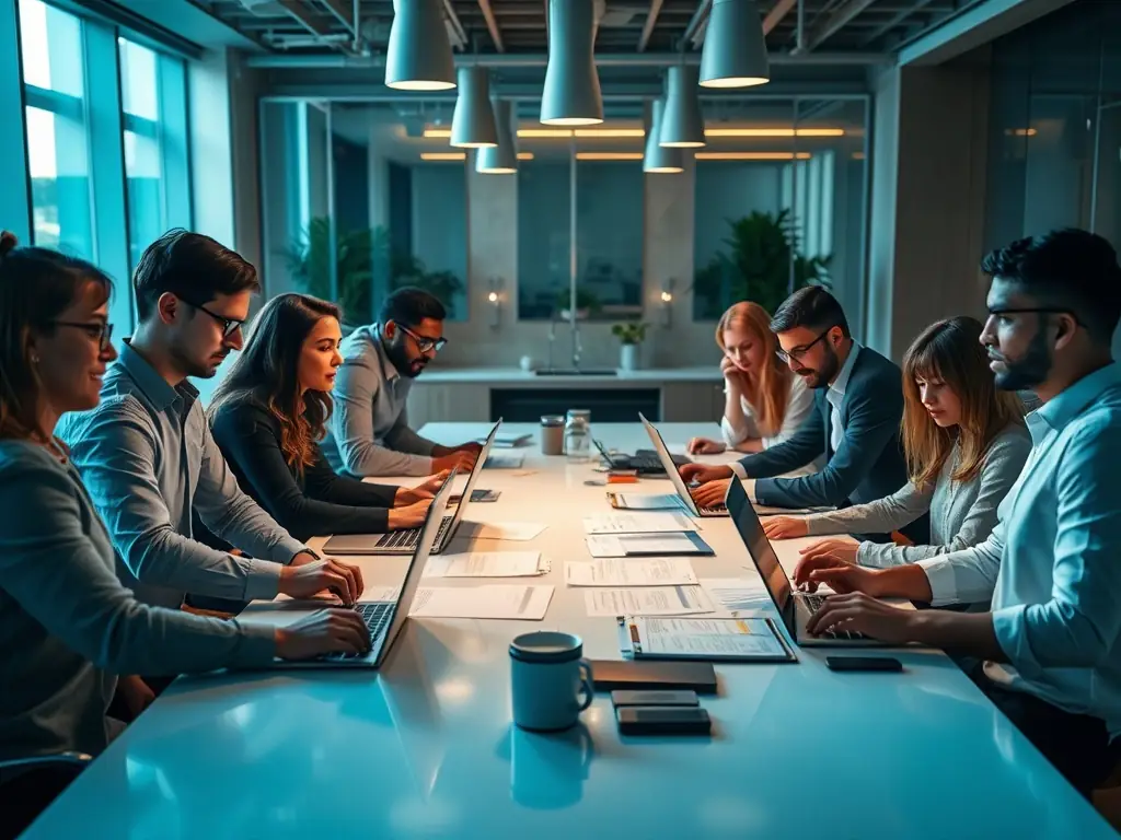 A depiction of sales and marketing teams collaborating, emphasizing the importance of aligned strategies and smooth handoffs for optimal performance.