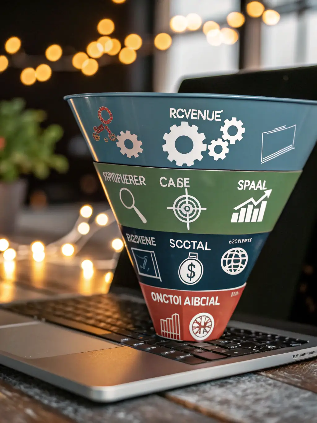 A visual representation of a sales funnel with marketing activities seamlessly integrated at each stage, leading to increased conversion rates.